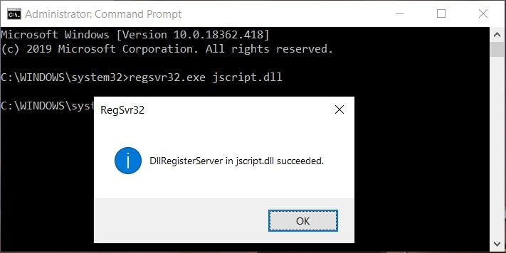 Regsvr32 jscript dll что это