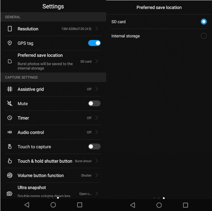 Android Camera Settings