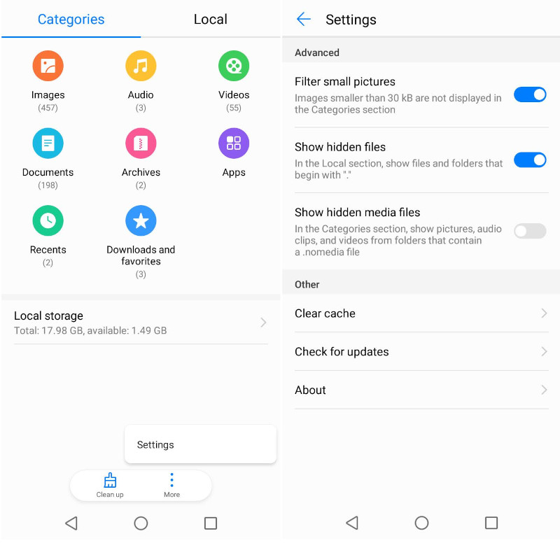 Mostrar archivos ocultos en Android