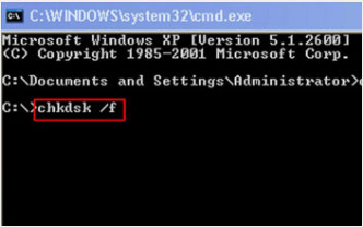 استخدم الأمر chkdsk