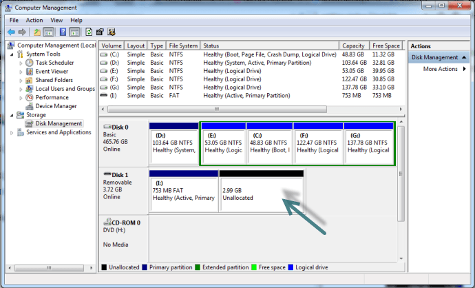 Unallocated SD card in Disk Management