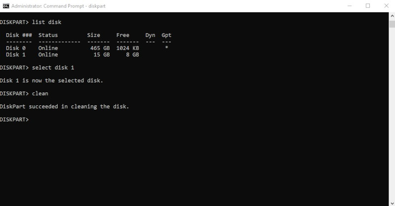 clean disk in diskpart