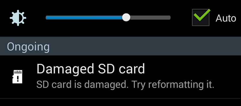 damaged sd card in android