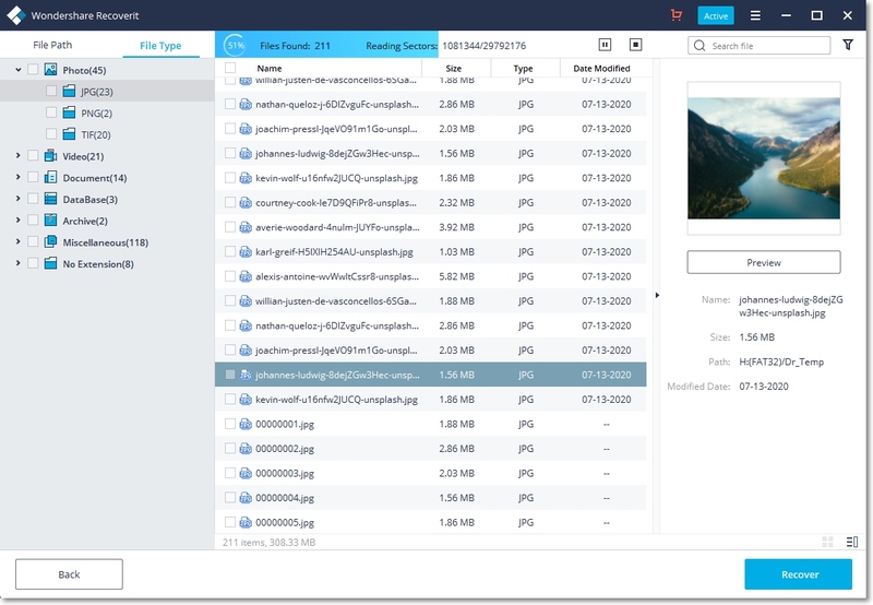 search lost DJI video files