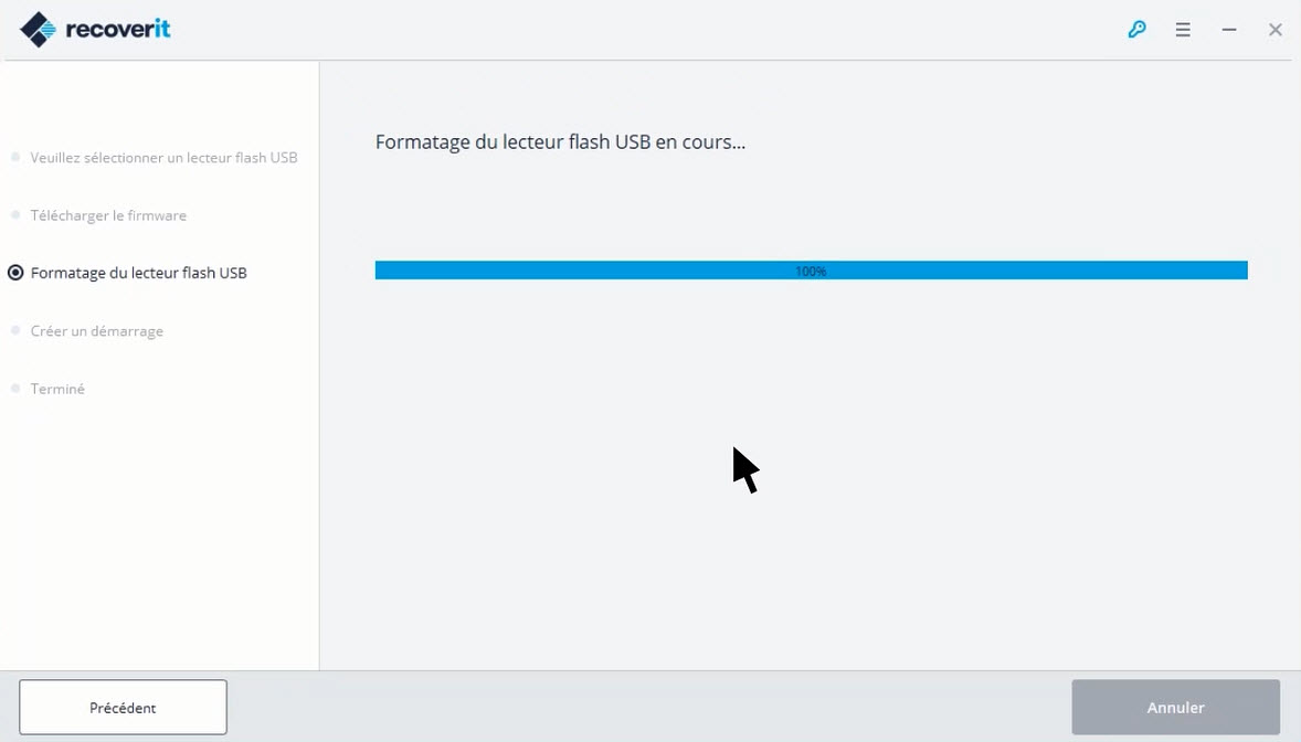 formatage du support de démarrage