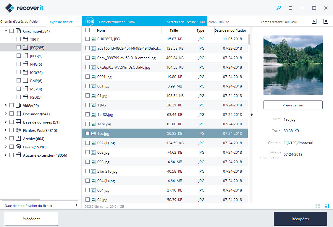 Scanner l'appareil externe