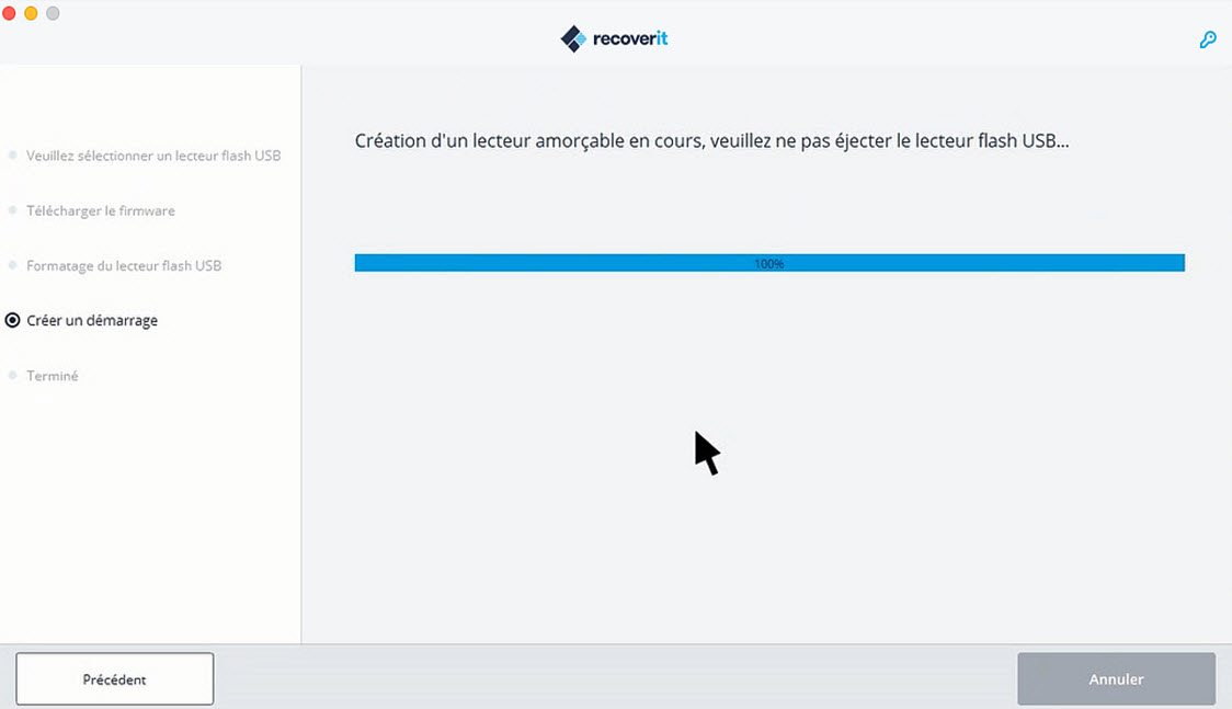 création du support de démarrage