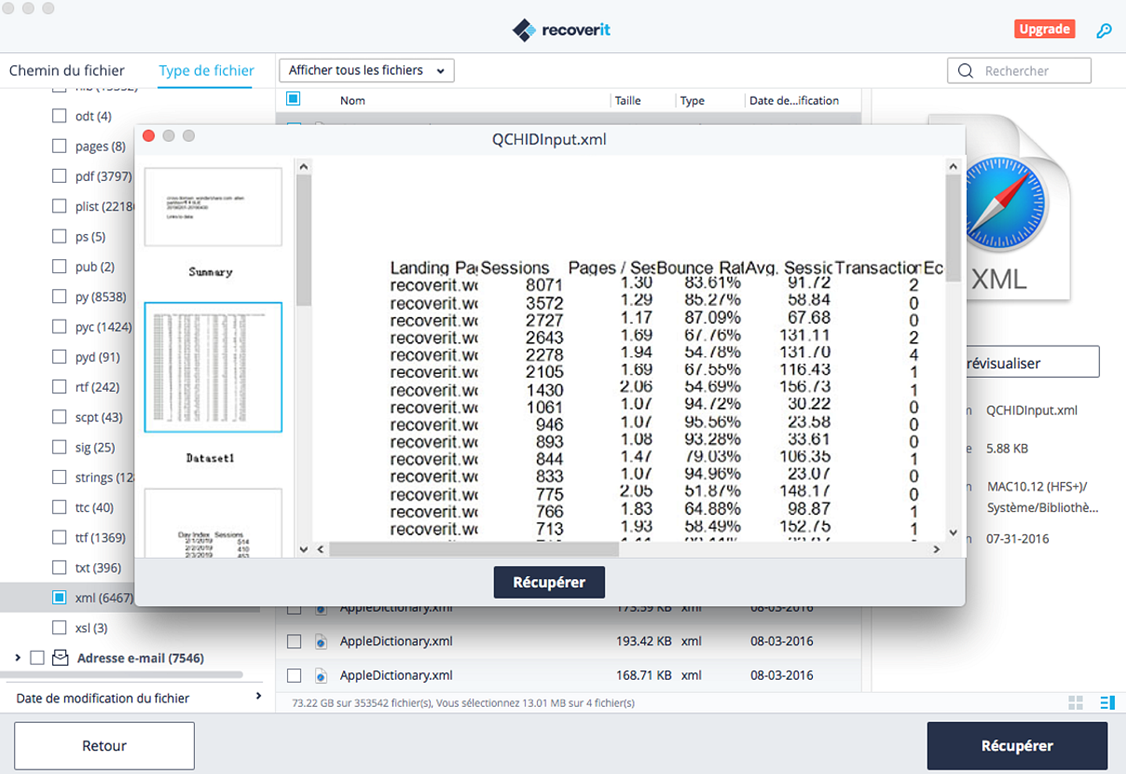 prévisualiser un document Excel