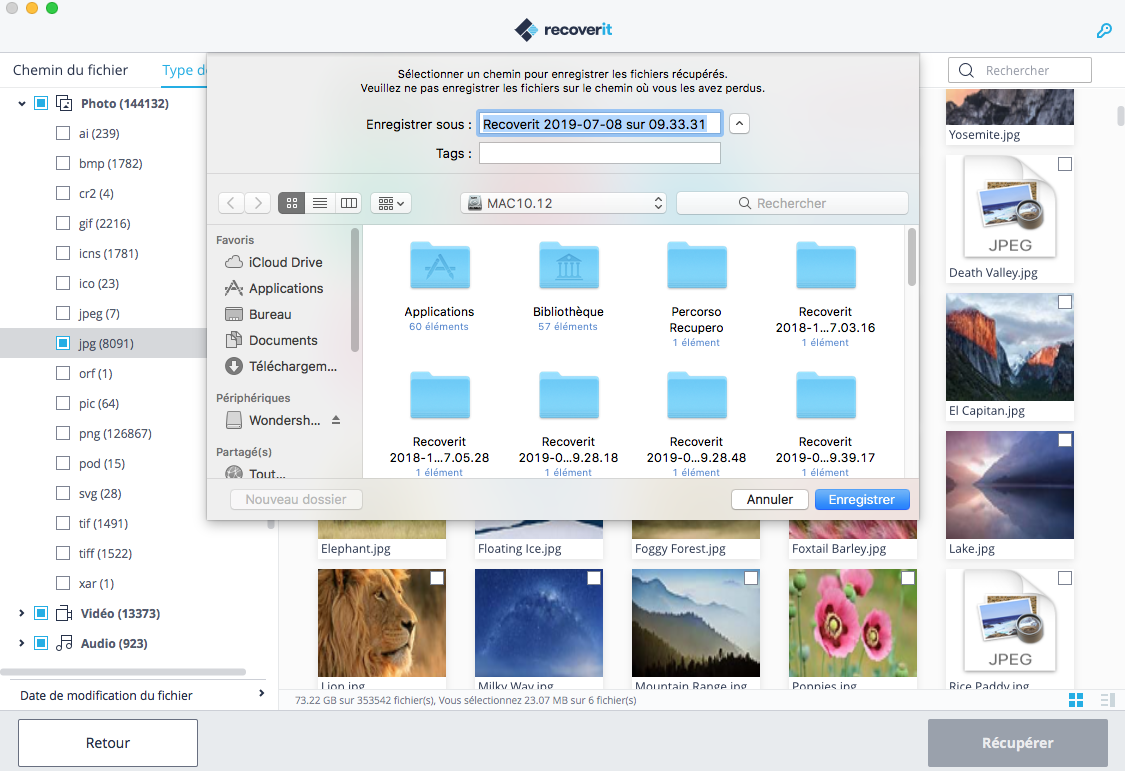 enregistrer les fichiers récupérés sur mac