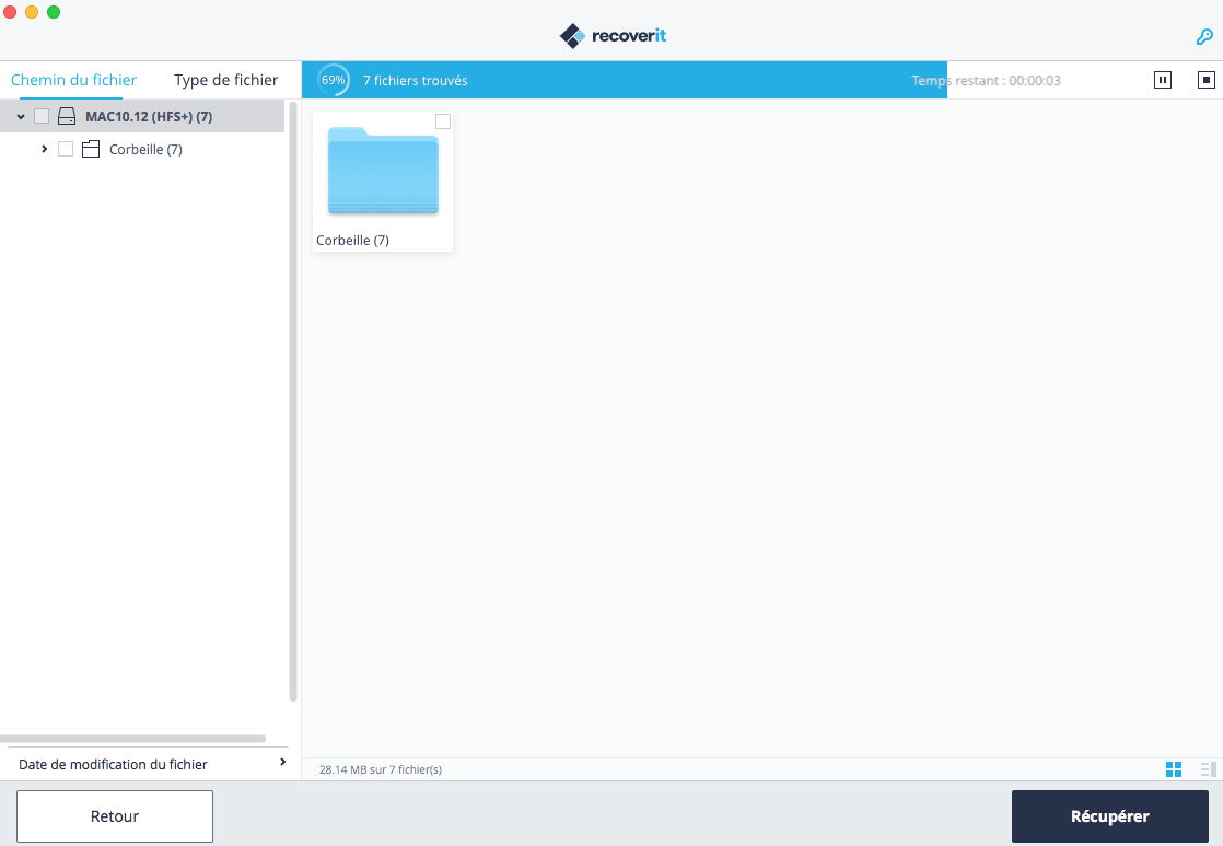 scanner rapidement la corbeille