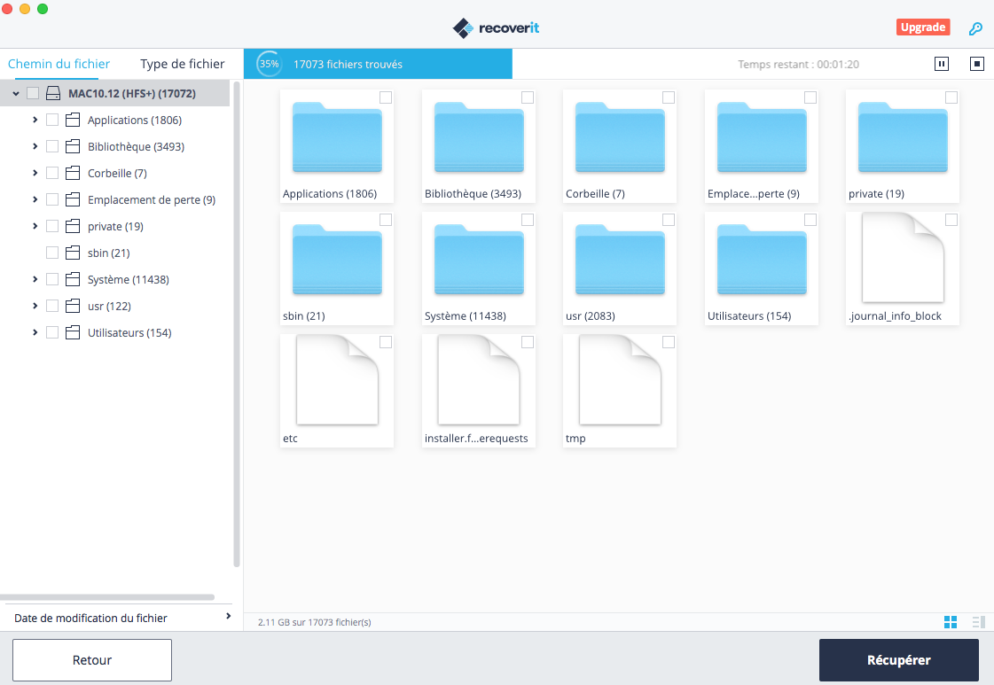 analyse des fichiers perdus sur mac