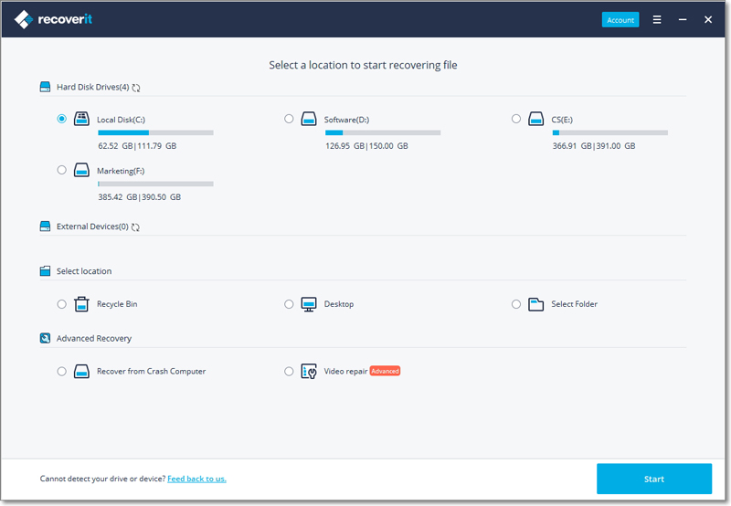 select file location