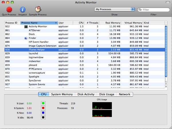 activity monitor mac dock